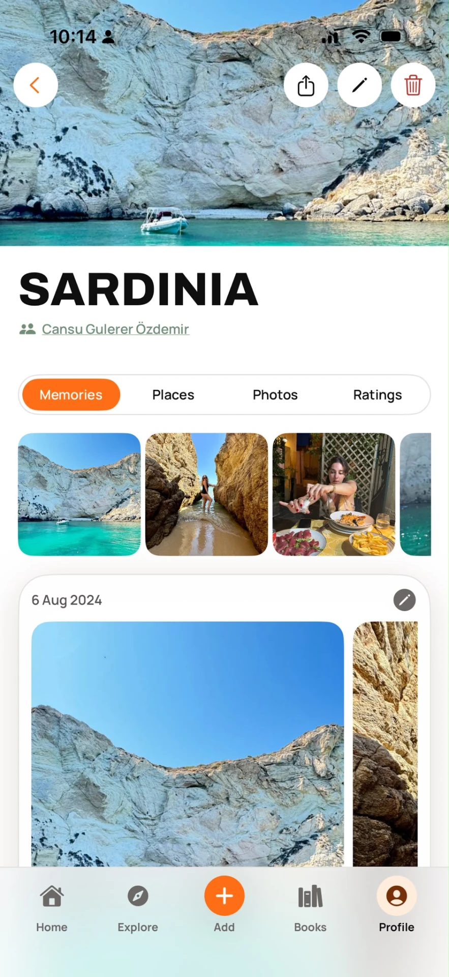 Sardinia city book with memories, places, photos and ratings tabs
